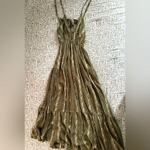 Floral Maxi Dress in Olive Green